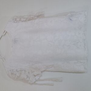 Worthington Lace Lined Top Floral White  Size Large